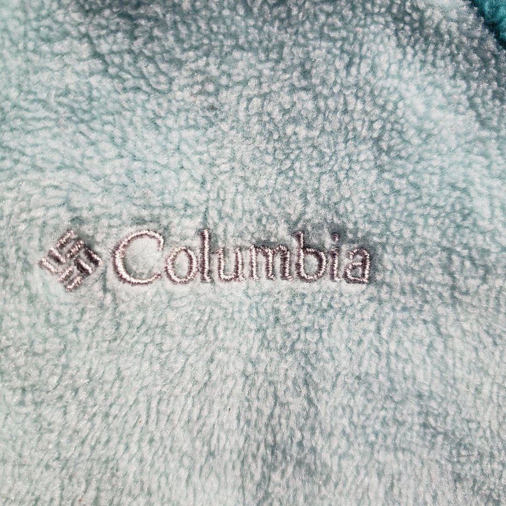 Fleece Jacket Zippered POCKETS Aqua Teal Spring Sz M COLUMBIA 2 Tone - Picture 9 of 13